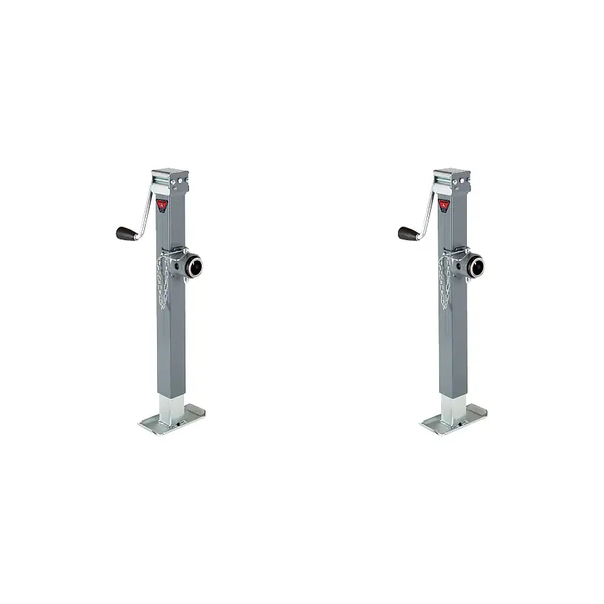 BULLDOG (2-Pack) Square Trailer Jack, Side Mount, 5,000 lbs. Support Capacity, Sidewind, Weld-On, Round Tubular Swivel, 15 Inch Travel