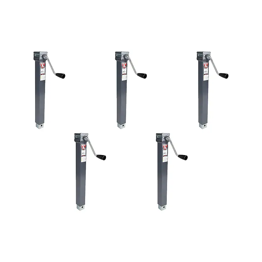 BULLDOG (5-Pack) Square Trailer Jack, No Mount, 5,000 lbs. Support Capacity, Sidewind, Weld-On, Fixed Leg Less Base, 15 Inch Travel