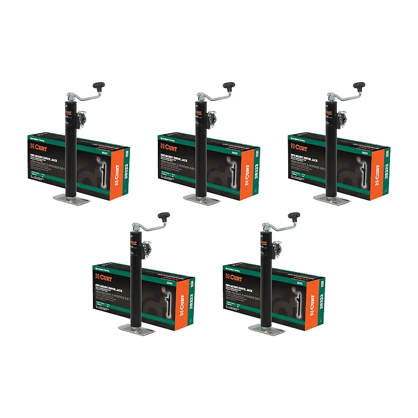 CURT (5-Pack) Pipe-Mount Swivel Jack with Top Handle (2,000 lbs, 15" Travel, Packaged)