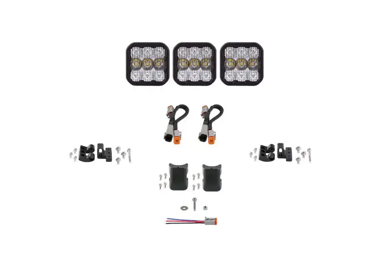 Diode Dynamics SS5 Sport Universal CrossLink 3-Pod Lightbar with White Color & Combo Beam Pattern | DD6792