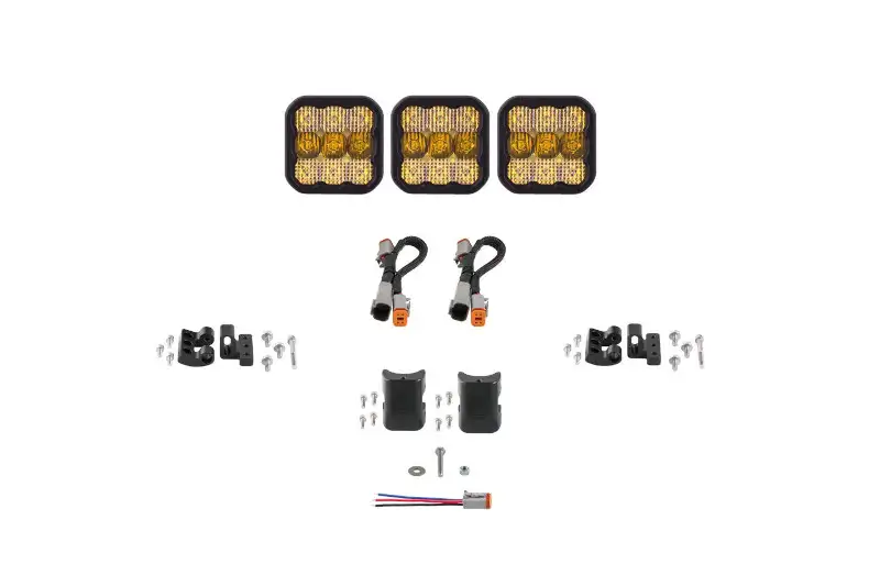Diode Dynamics SS5 Sport Universal CrossLink 3-Pod Lightbar with Yellow Color & Combo Beam Pattern | DD6793