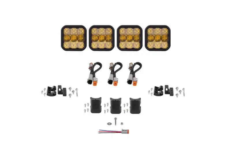 Diode Dynamics SS5 Sport Universal CrossLink 4-Pod Lightbar with Yellow Color & Combo Beam Pattern | DD6795