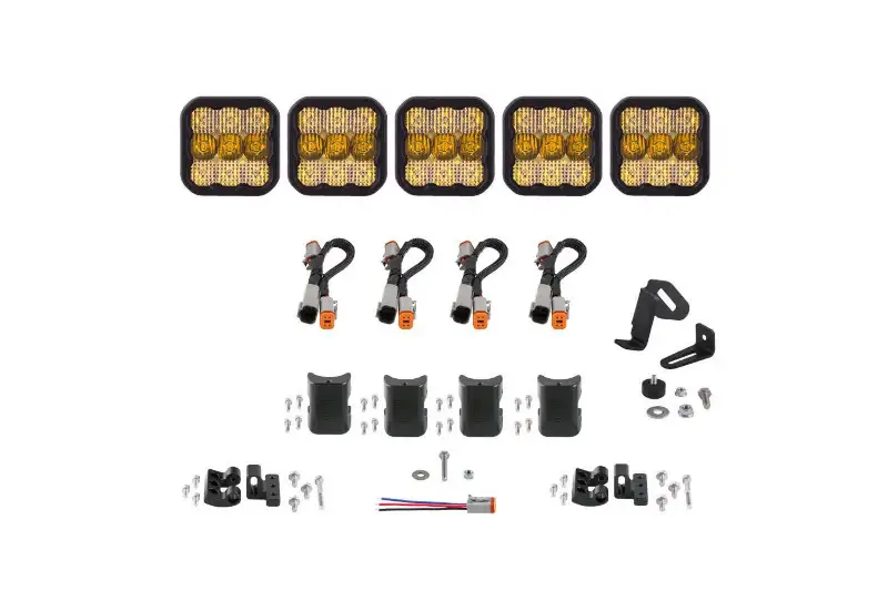 Diode Dynamics SS5 Sport Universal CrossLink 5-Pod Lightbar with Yellow Color & Combo Beam Pattern | DD6797