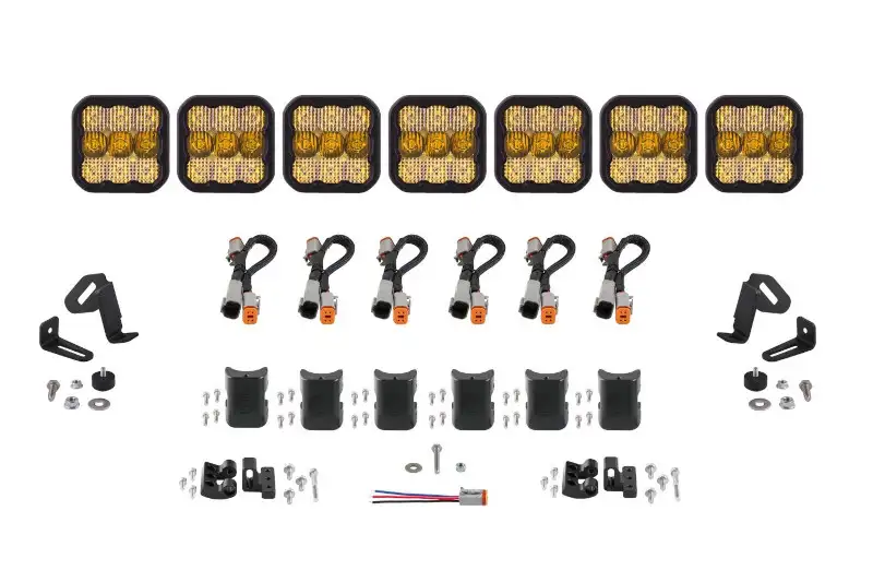 Diode Dynamics SS5 Sport Universal CrossLink 7-Pod Lightbar with Yellow Color & Combo Beam Pattern | DD6801