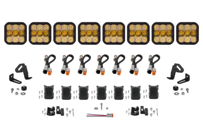 Diode Dynamics SS5 Sport Universal CrossLink 8-Pod Lightbar with Yellow Color & Combo Beam Pattern | DD6803