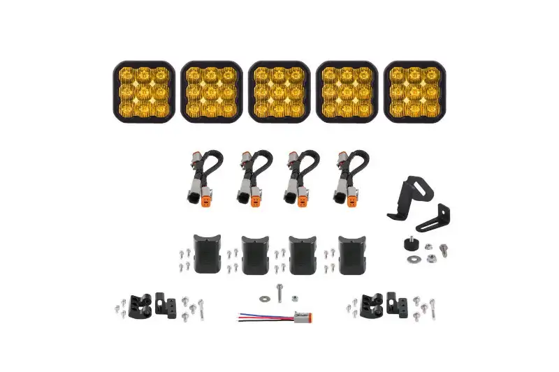 Diode Dynamics SS5 Sport Universal CrossLink 5-Pod Lightbar with Yellow Color & Driving Beam Pattern | DD7209