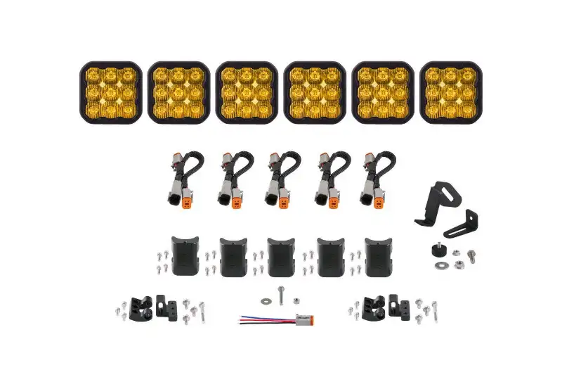 Diode Dynamics SS5 Sport Universal CrossLink 6-Pod Lightbar with Yellow Color & Driving Beam Pattern | DD7211