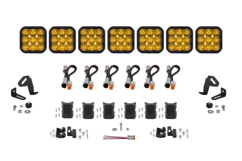 Diode Dynamics SS5 Sport Universal CrossLink 7-Pod Lightbar with Yellow Color & Driving Beam Pattern | DD7213