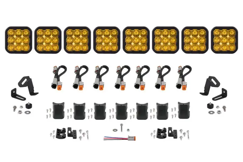 Diode Dynamics SS5 Sport Universal CrossLink 8-Pod Lightbar with Yellow Color & Driving Beam Pattern | DD7215