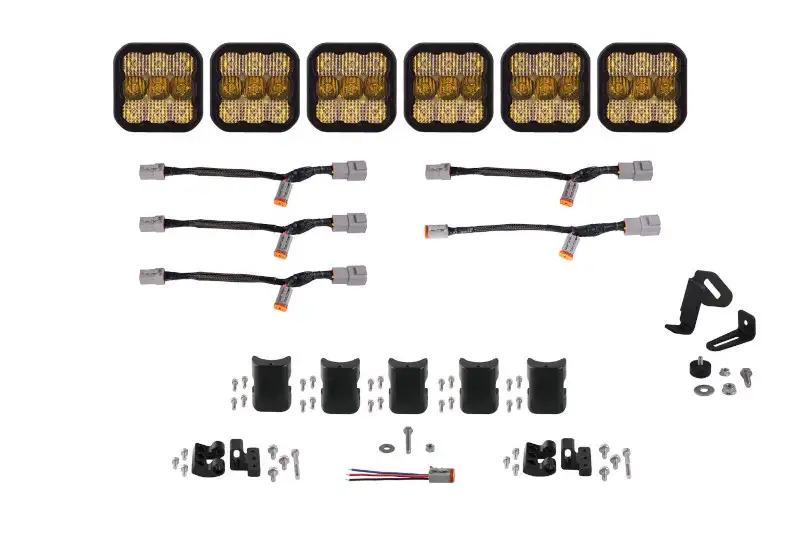 Diode Dynamics SS5 Pro Universal CrossLink 6-Pod Lightbar with Yellow Color & Combo Beam Pattern | DD7245