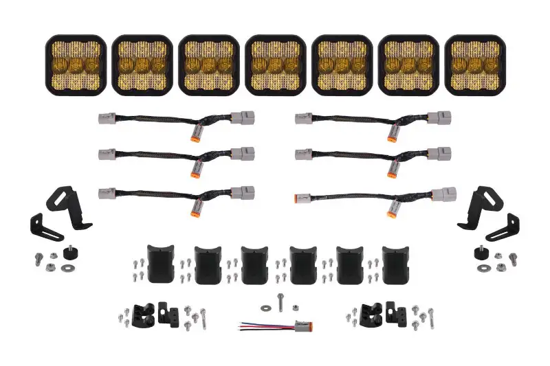 Diode Dynamics SS5 Pro Universal CrossLink 7-Pod Lightbar with Yellow Color & Combo Beam Pattern | DD7247