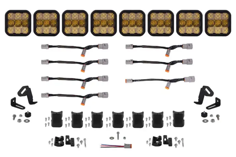 Diode Dynamics SS5 Pro Universal CrossLink 8-Pod Lightbar with Yellow Color & Combo Beam Pattern | DD7249