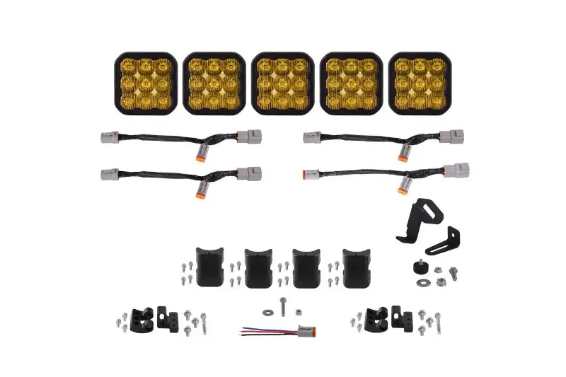 Diode Dynamics SS5 Pro Universal CrossLink 5-Pod Lightbar with Yellow Color & Driving Beam Pattern | DD7255