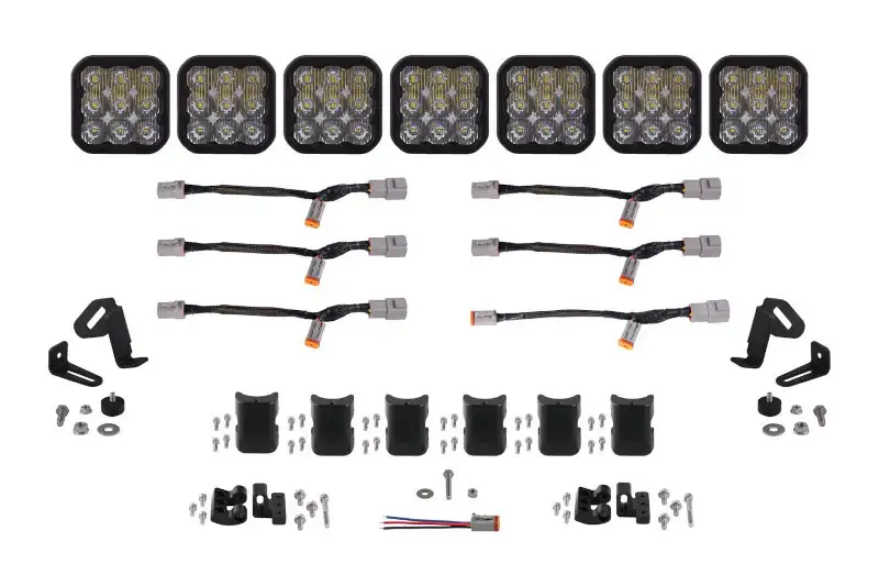 Diode Dynamics SS5 Pro Universal CrossLink 7-Pod Lightbar with White Color & Driving Beam Pattern | DD7258