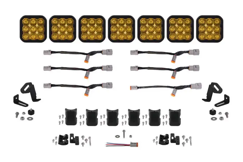 Diode Dynamics SS5 Pro Universal CrossLink 7-Pod Lightbar with Yellow Color & Driving Beam Pattern | DD7259