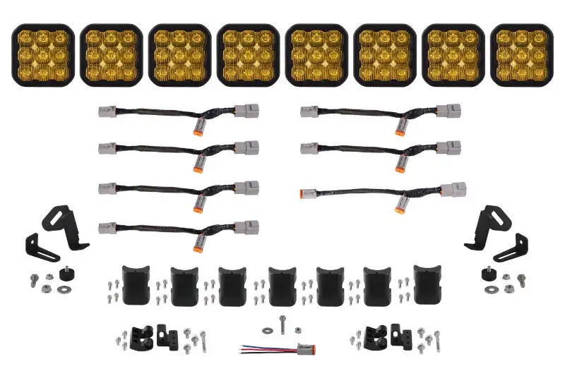 Diode Dynamics SS5 Pro Universal CrossLink 8-Pod Lightbar with Yellow Color & Driving Beam Pattern | DD7261