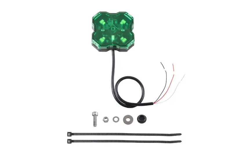 Diode Dynamics Stage Series Single-Color LED Rock Light with Green Color & Bare Wire | DD7432