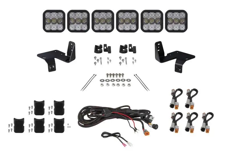 2020-2022 Ford F250/F350/F450/F550 SuperDuty Diode Dynamics SS5 6-Pod CrossLink Grille Lightbar Kit with Sport White Combo LED Lights | DD7571
