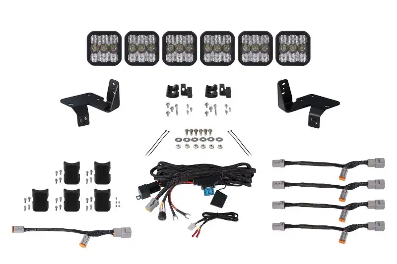 2020-2022 Ford F250/F350/F450/F550 SuperDuty Diode Dynamics SS5 6-Pod CrossLink Grille Lightbar Kit with Pro White Combo LED Lights | DD7573