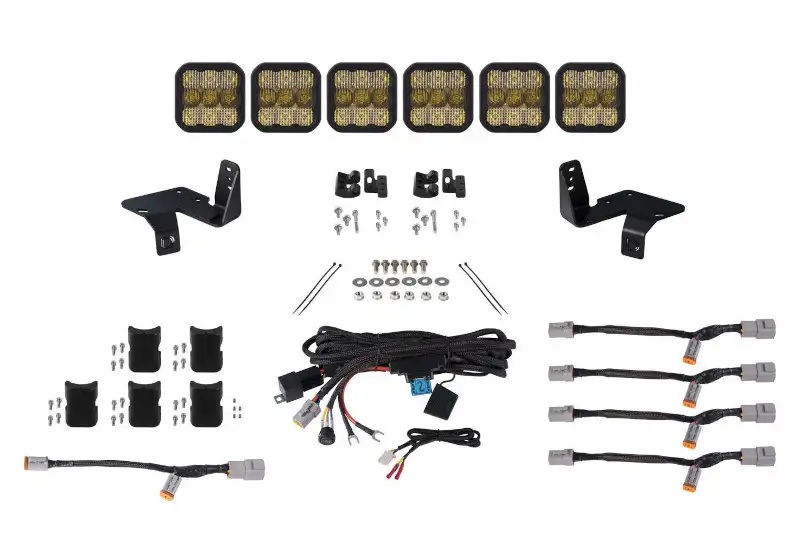 2020-2022 Ford F250/F350/F450/F550 SuperDuty Diode Dynamics SS5 6-Pod CrossLink Grille Lightbar Kit with Pro Yellow Combo LED Lights | DD7574