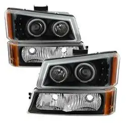 Spyder Auto Bumper lights and Projector Headlights 4pcs - LED Halo - Black 9036774