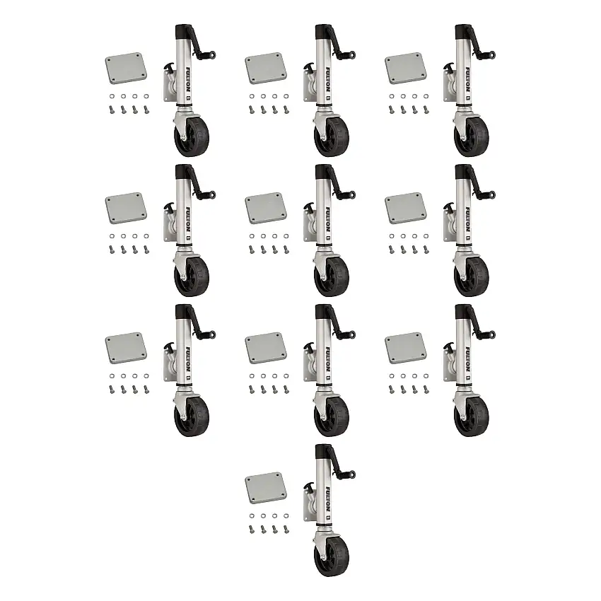 Fulton (10-Pack) F2® Marine Trailer Jack, 1,600 lbs. Lift Capacity, Sidewind, Wide Track Wheel, Weld-On Side Mount, 10 Inch Travel