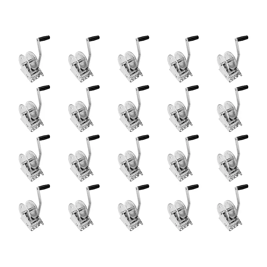 Fulton (20-Pack) Trailer Winch, Single-Speed, 1,500 lbs. Capacity, No Strap, 8 Inch Handle, Silver