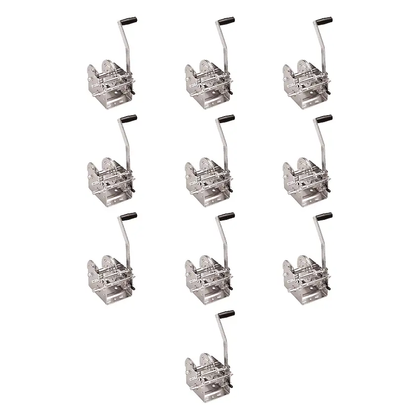 Fulton (10-Pack) Trailer Winch, Two-Speed, 2,000 lbs. Capacity, No Strap, 10 Inch Handle, Silver (Bulk 60)