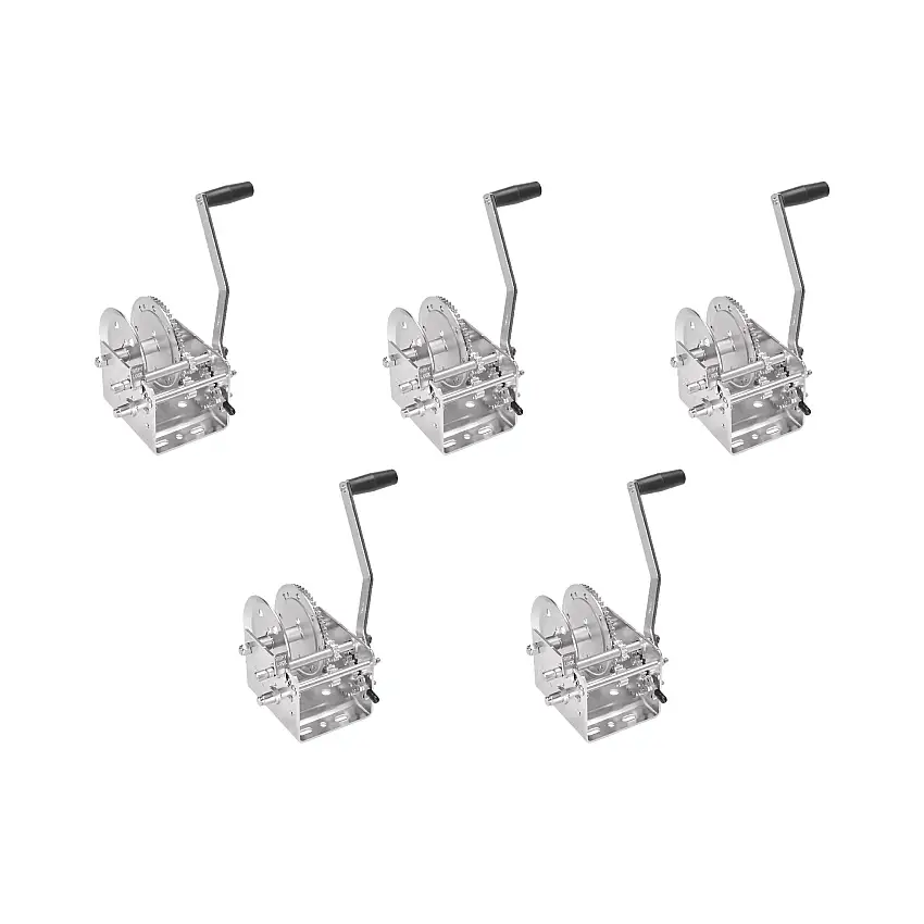 Fulton (5-Pack) Trailer Winch, Two-Speed, 2,600 lbs. Capacity, No Strap, 10 Inch Handle, Silver