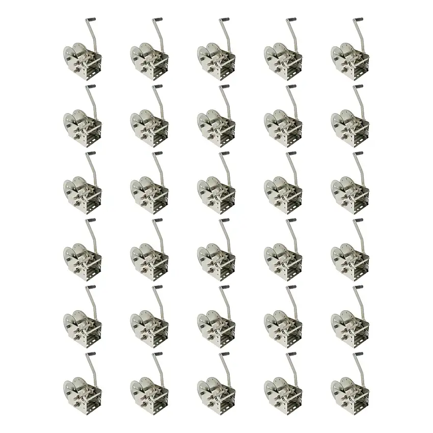 Fulton (30-Pack) Trailer Winch, Two-Speed, 2,600 lbs. Capacity, No Strap, 10 Inch Handle, Hand Brake, Silver