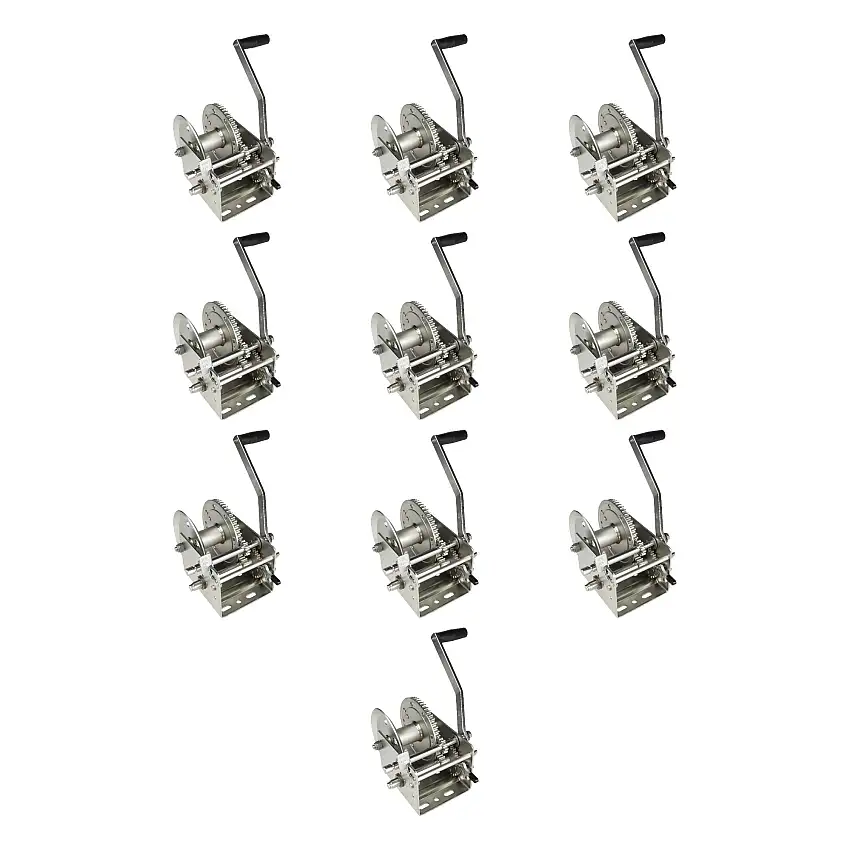 Fulton (10-Pack) Trailer Winch, Two-Speed, 3,200 lbs. Capacity, No Strap, 10 Inch Handle, Silver (Bulk 56)