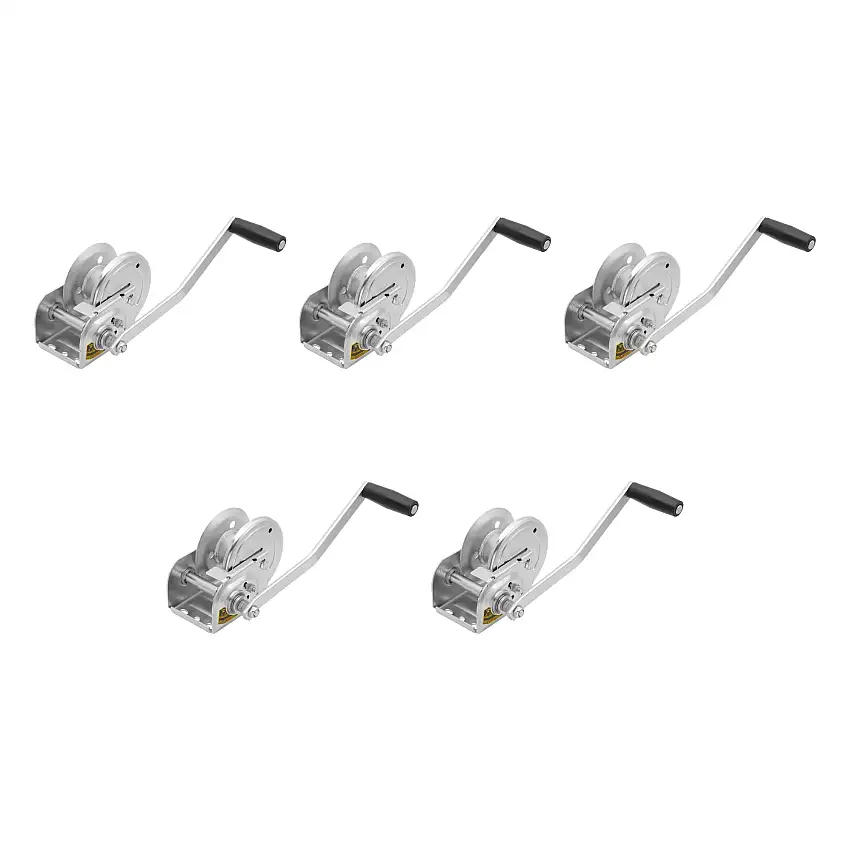 Fulton (5-Pack) Brake Winch, 1,000 lbs. Capacity, No Strap, Covered Gears, Silver