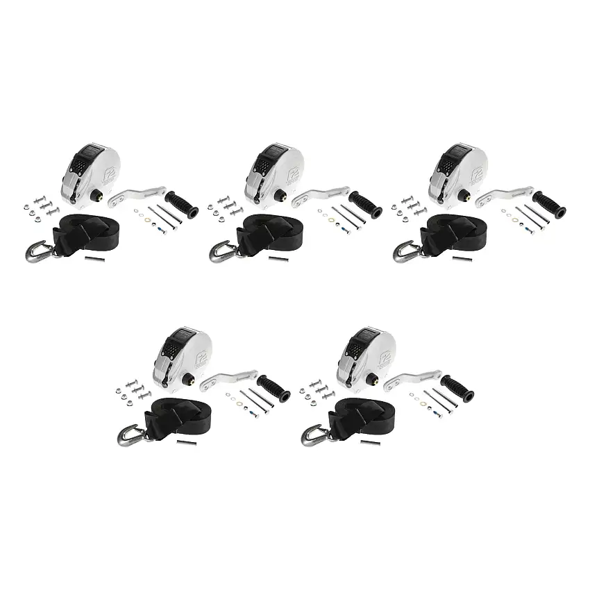 Fulton (5-Pack) F2® Marine Trailer Winch, Single-Speed, 1,600 lbs. Capacity, 20 Foot Strap, Silver Cover