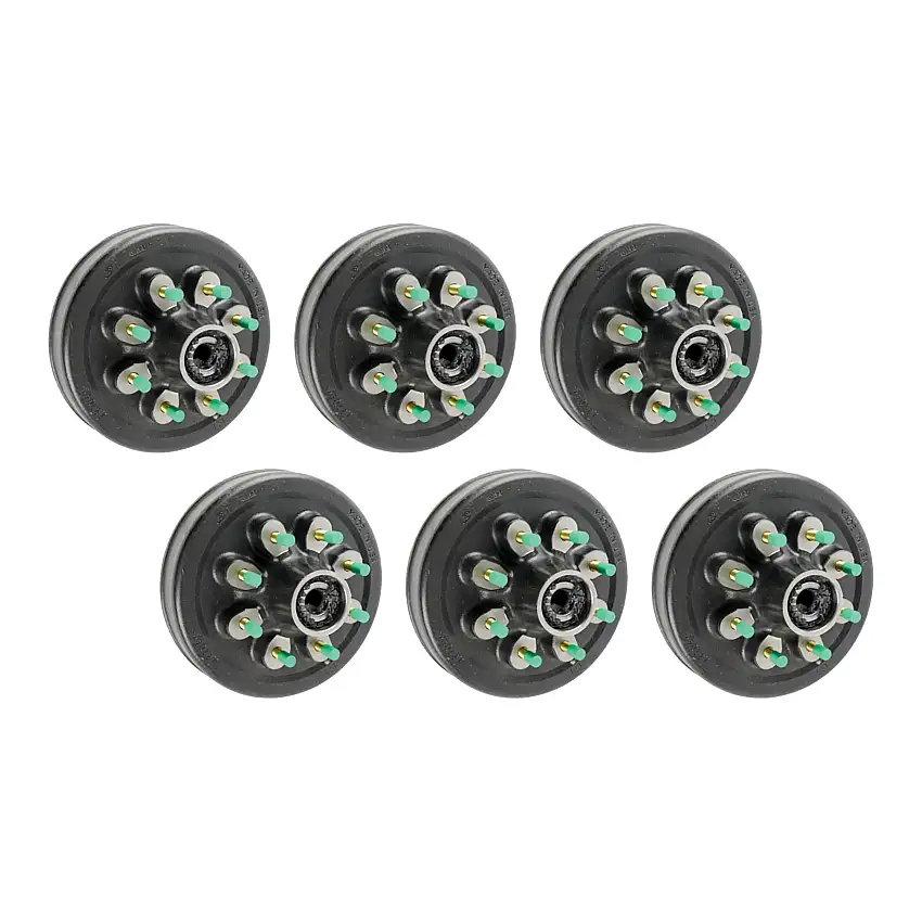 Lippert (6-Pack) 12" Threaded Hybrid Trailer Brake Hub Kit – 6 Hubs for 8,000 lb Axles, 8 on 6.5", 9/16" Studs, Oil Lubricated