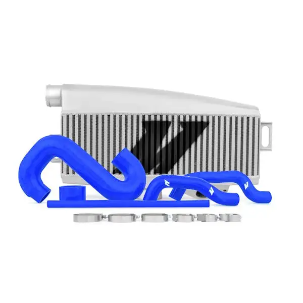 Mishimoto MMTMIC-WRX-01SLBL Top-Mount Intercooler Kit, Silver w/ Blue Pipes, fits Subaru WRX/STI 2002-2007