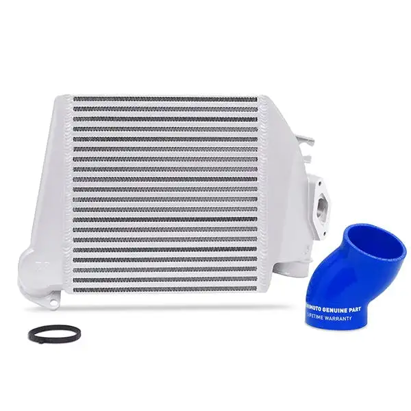 Mishimoto MMTMIC-WRX-08SLBL Top-Mount Intercooler, Silver Cooler Blue Hoses, fits Subaru WRX 2008-2014