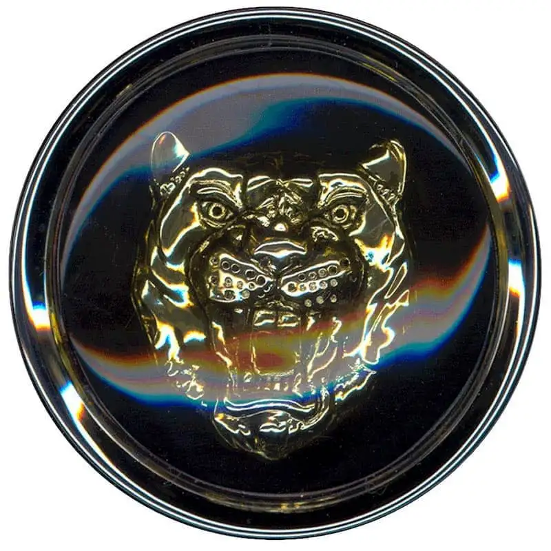 Wheel Badge, Gold Growler/Black Background