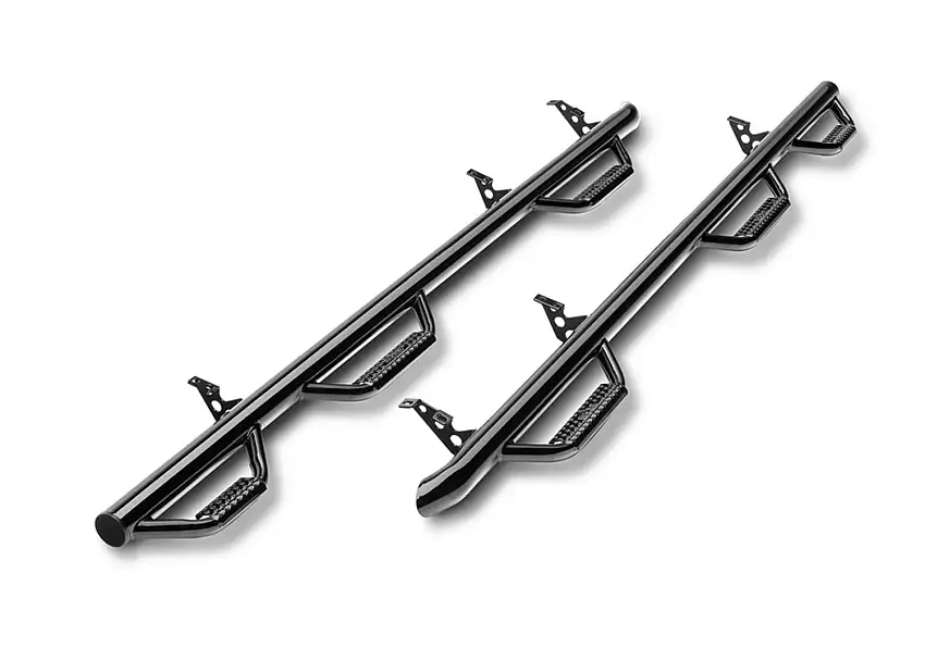 N-FAB C19105CC-6 Nerf Step - W2W w/Bed Acs (3 Stps) - 20-26 Silv/Sierra HD 6'9" Crew - Gloss Blk