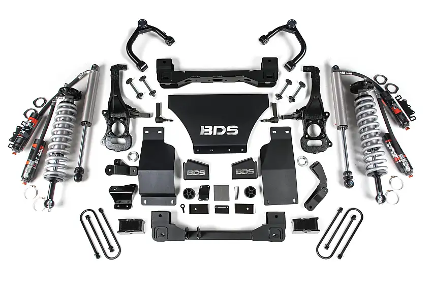 BDS Suspension BDS1851PES 2025-2026 Chevy/GMC 1500 4wd 4" Suspension Lift Kit, V8 Gas, 3" Rear, Block -Fox