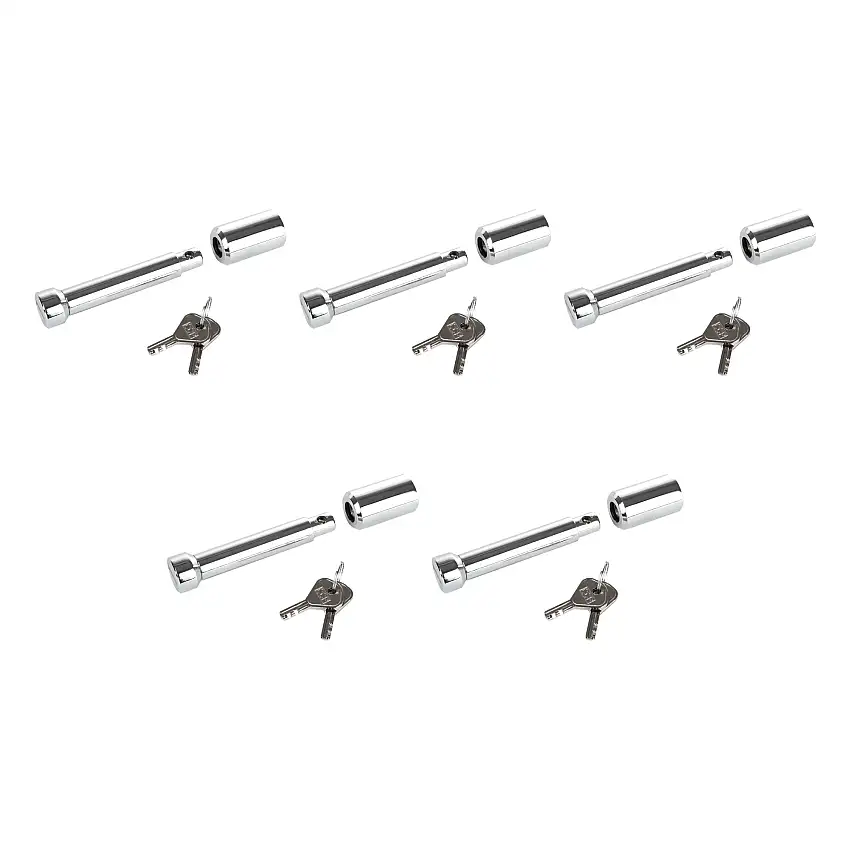 Reese Towpower (5-Pack) Trailer Hitch Lock, Fits 1-1/4 Inch & 2 Inch Square Receivers, 1/2 Inch & 5/8 Inch Pin Diameter, Professional, Chrome