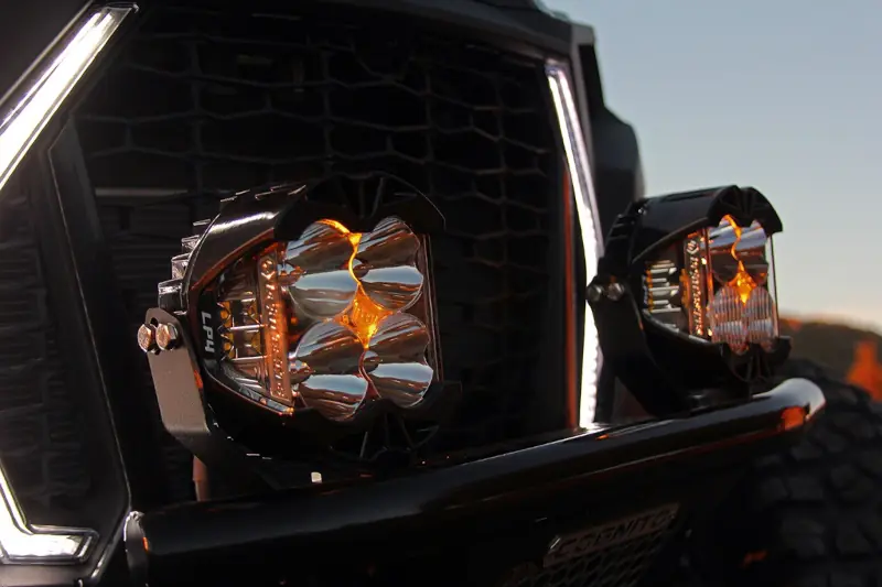2021-2025 Ford Bronco Grimm & Baja Designs A-Pillar Light Bracket Kit with Baja Designs LP4 Pro White LED Driving/Combo Lights | BRONAPILLP4