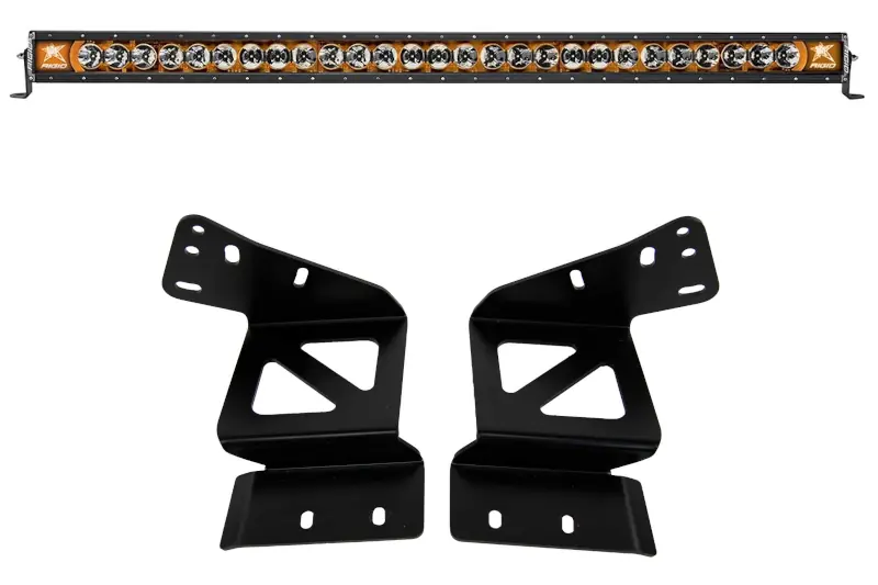2021-2025 Ford Bronco Grimm & RIGID 50 inch Windshield Light Bar Mount Kit with RIGID 50 inch Radiance+ Amber Back-Light LED Light Bar | BRONCRAD50ROOF