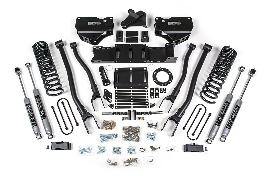 BDS Suspension BDS1671H 2019-2024 Ram 3500 4" 4-Link Diesel - 2" Rear Block w/ overload - 6 Bolt T-Case