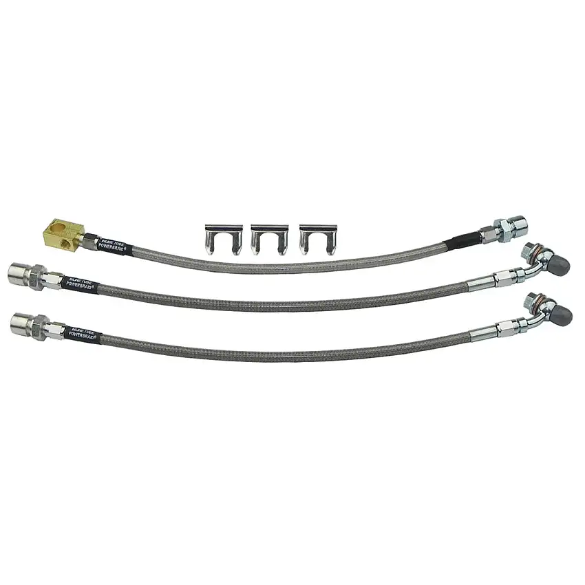 Stainless Flex Hoses - 1973-77 GM A-Body Skylark / GS- Front Disc /Rear Drum, 3 Hose Kit, 6pc