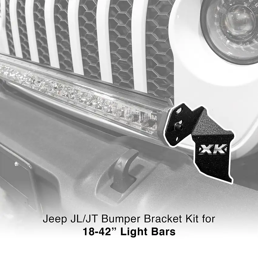 XK Glow Front Bumper 18-42" Bar Bracket for 18+ Jeep Wrangler JL, JLU & 20+ Gladiator JT XK-BRC-JL-FB