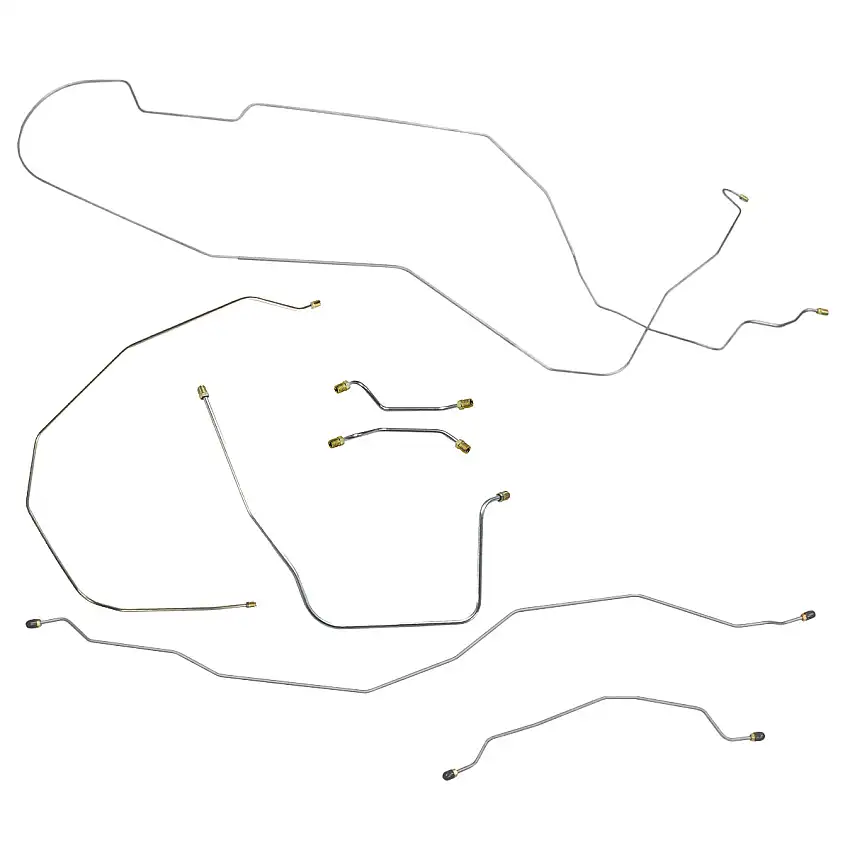 1956 Chevrolet Bel Air w/Dual Exhaust Outside Frame Manual Brake Line Kit 7pc, OE Steel (E-14)