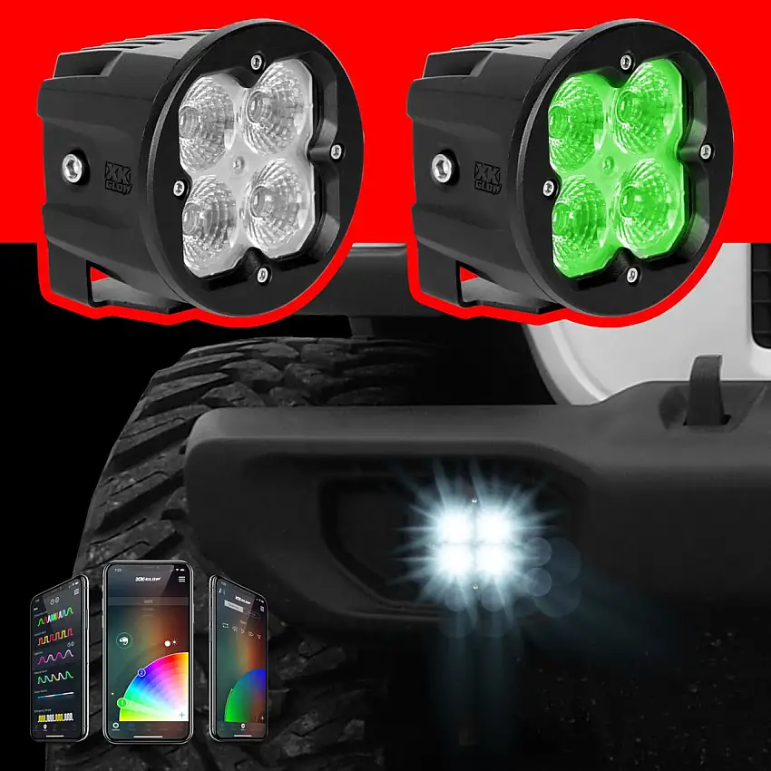 XK Glow 2pc Fog Light Mount C3 SAE Cube Light Kit XK065003-