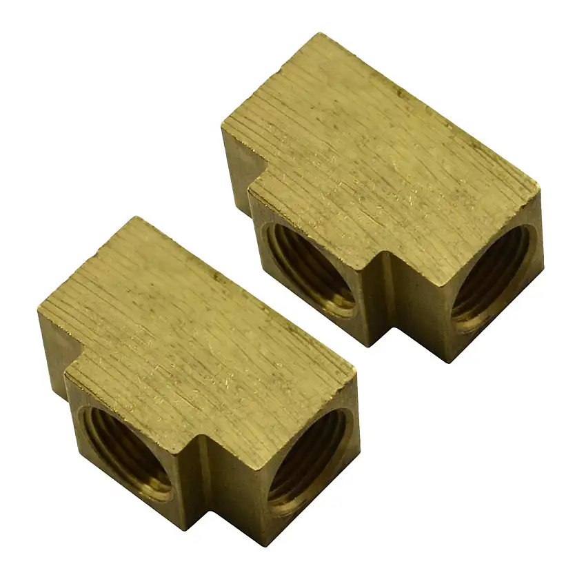 Brass Blocks for CXE6702 (1967 Chevrolet Corvette Tri-Power 3/8" Pump to Carb Lines) 2pc