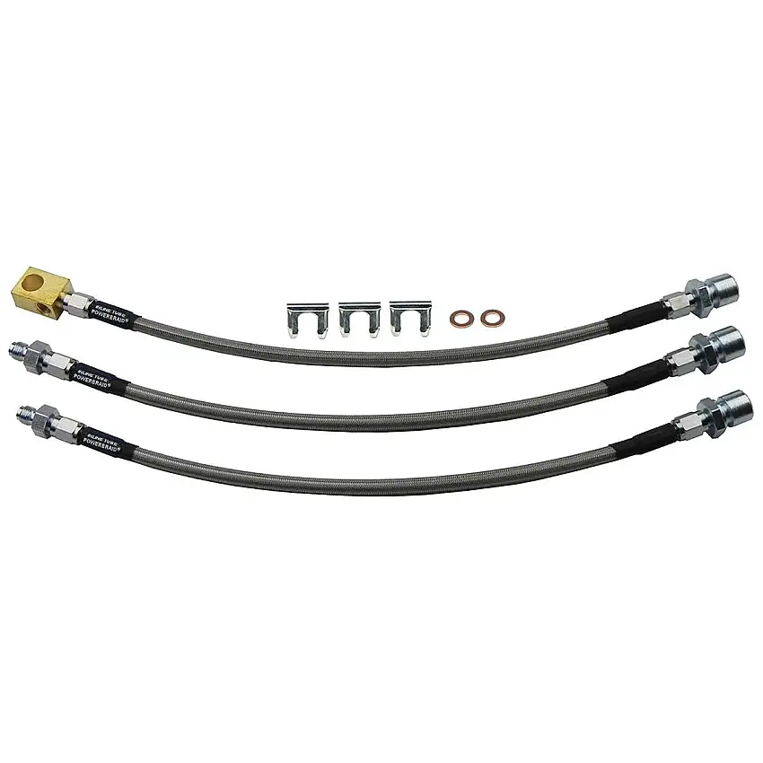 1948-54 Jeep CJ3-A Drum Brake Staniless Braided Brake Hose Kit 3pc