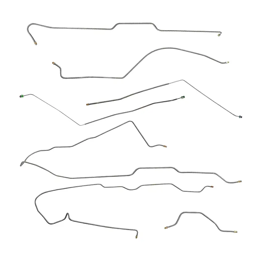 Late 1977-78 Jeep CJ-7 w/AMC 20 Narrow Axle w/MT (Late 3/16"/1/4" M/C Lines) Power Brake Line Kit 7pc, OE Steel